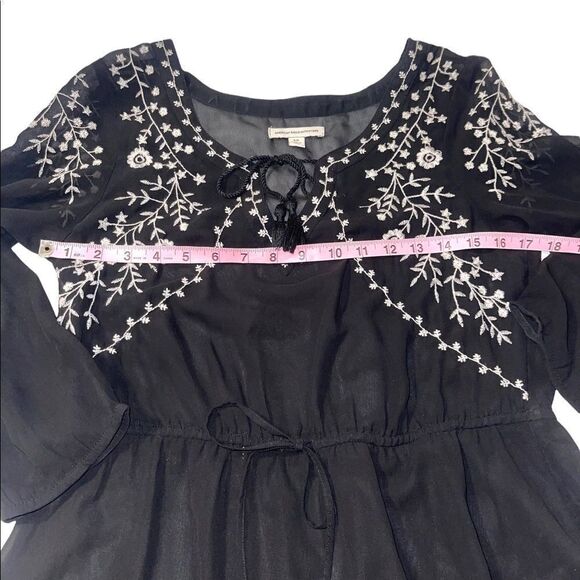 American Eagle Outfitters Sheer Boho Embroidered Sheer Mini Dress/Cover-Up - Picture 9 of 13